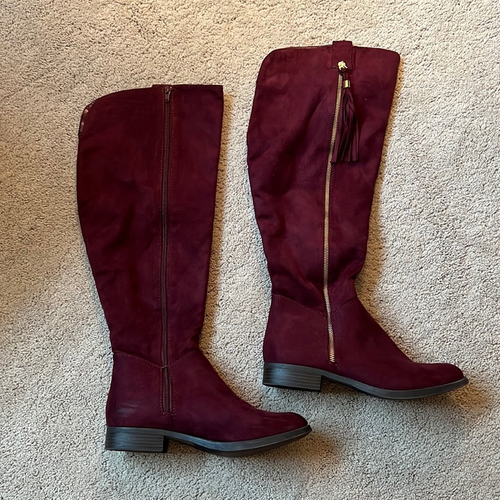 Burgundy Knee High Boots